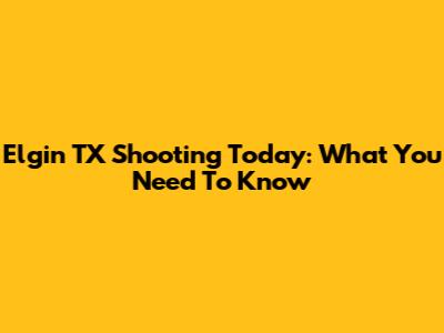 Elgin TX Shooting Today: What You Need To Know